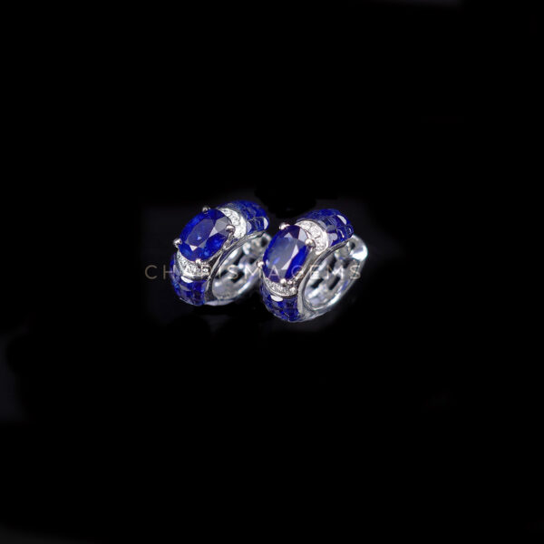 Small Oval Sapphire Hoop Earrings