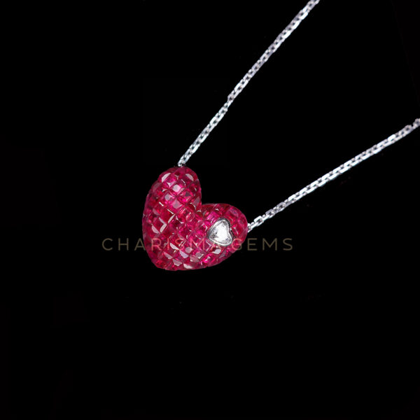 Heart Necklace with Heart Shape Diamond